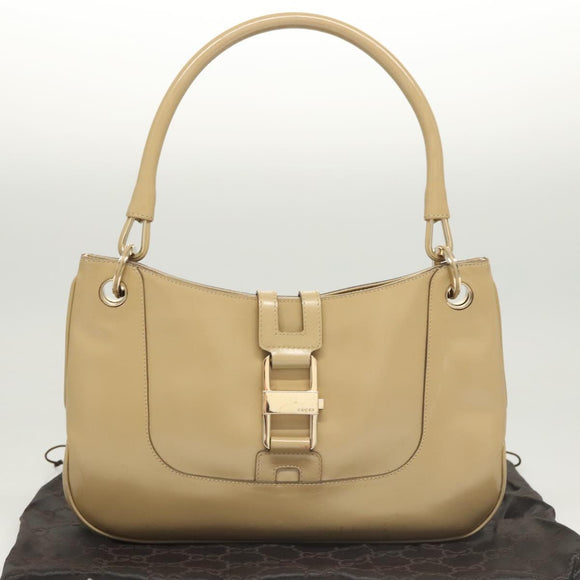 GUCCI Hand Bag Leather Beige Gold 001 4150 Auth sw703