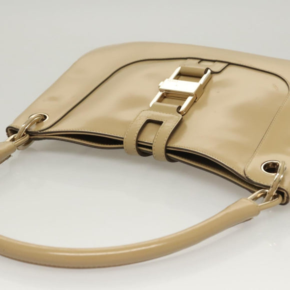GUCCI Hand Bag Leather Beige Gold 001 4150 Auth sw703