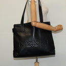 GUCCI Tote Bag Leather Black Gold 002 105 0141 Auth sw707-22