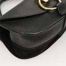 Chloe Goldie Hand Bag Leather Black Gold Auth sw713-10