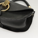 Chloe Goldie Hand Bag Leather Black Gold Auth sw713-11