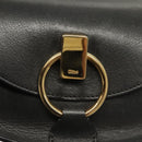 Chloe Goldie Hand Bag Leather Black Gold Auth sw713-15