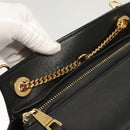 Chloe Goldie Hand Bag Leather Black Gold Auth sw713-16