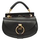 Chloe Goldie Hand Bag Leather Black Gold Auth sw713-2