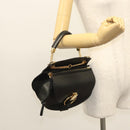 Chloe Goldie Hand Bag Leather Black Gold Auth sw713-25