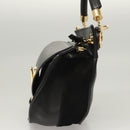 Chloe Goldie Hand Bag Leather Black Gold Auth sw713-4