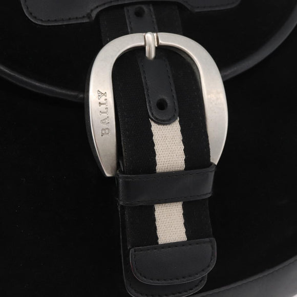BALLY Shoulder Bag Suede Leather Black Silver Auth sw721A