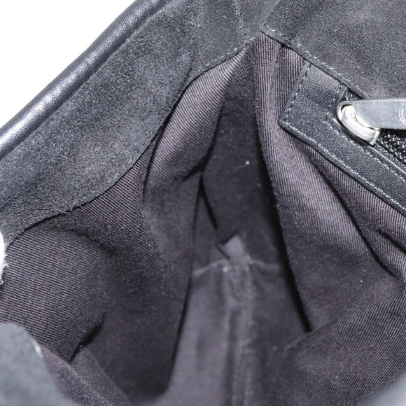 BALLY Shoulder Bag Suede Leather Black Silver Auth sw721A