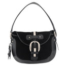 BALLY Shoulder Bag Suede Leather Black Silver Auth sw721A-2