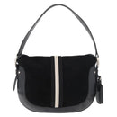 BALLY Shoulder Bag Suede Leather Black Silver Auth sw721A-3