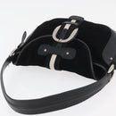 BALLY Shoulder Bag Suede Leather Black Silver Auth sw721A-6