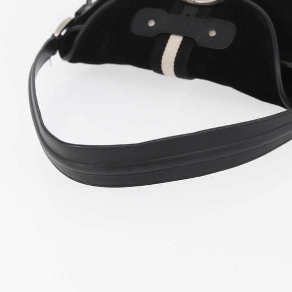 BALLY Shoulder Bag Suede Leather Black Silver Auth sw721A