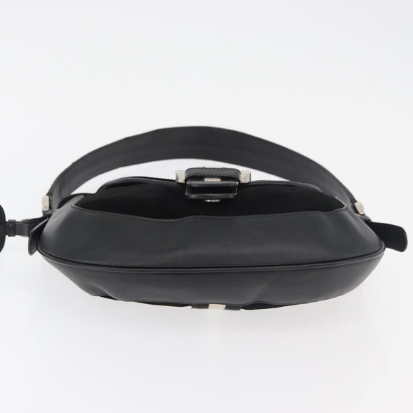 BALLY Shoulder Bag Suede Leather Black Silver Auth sw721A