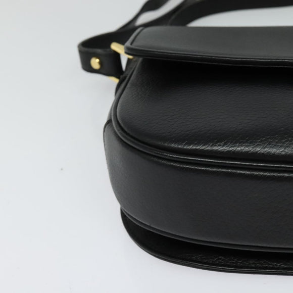 Burberrys Shoulder Bag Leather Black Gold Auth sw722