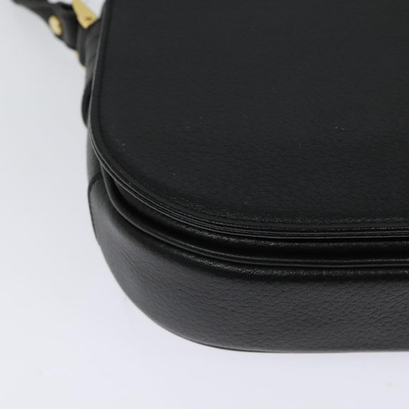 Burberrys Shoulder Bag Leather Black Gold Auth sw722