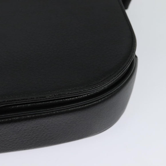 Burberrys Shoulder Bag Leather Black Gold Auth sw722