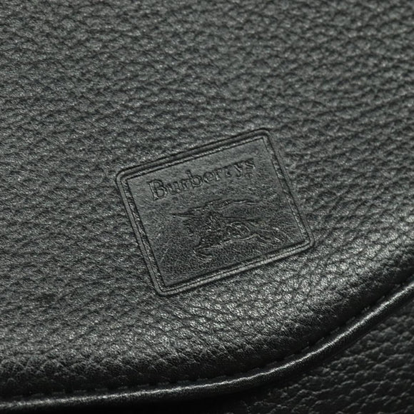 Burberrys Shoulder Bag Leather Black Gold Auth sw722