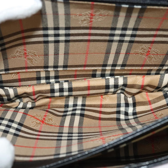 Burberrys Shoulder Bag Leather Black Gold Auth sw722