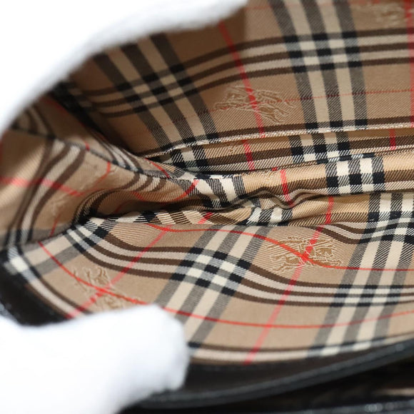 Burberrys Shoulder Bag Leather Black Gold Auth sw722