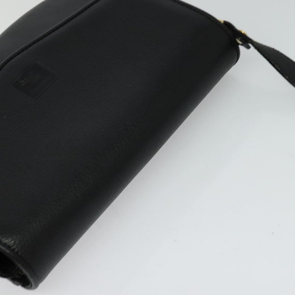 Burberrys Shoulder Bag Leather Black Gold Auth sw722