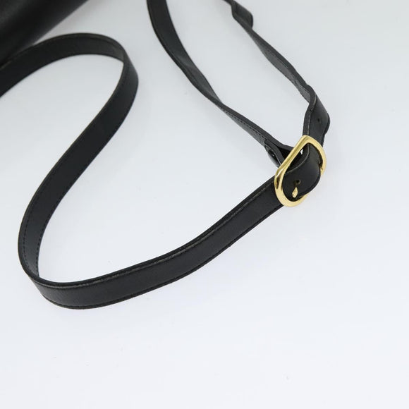 Burberrys Shoulder Bag Leather Black Gold Auth sw722