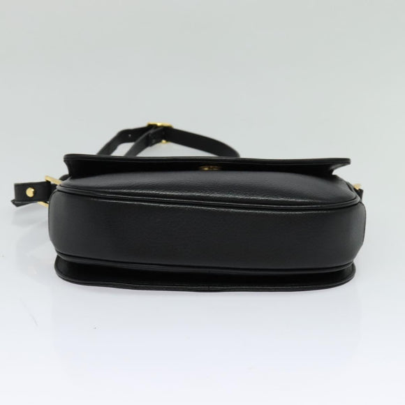 Burberrys Shoulder Bag Leather Black Gold Auth sw722