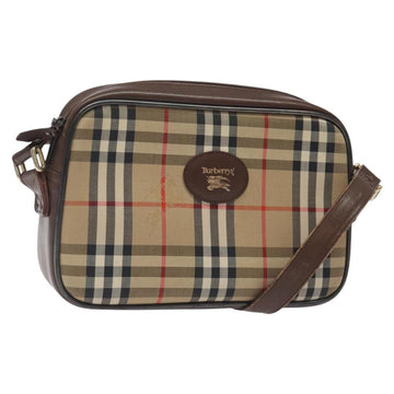 Burberrys Nova Check Shoulder Bag Canvas Beige Gold Auth sw723