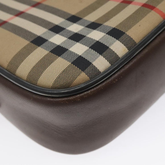 Burberrys Nova Check Shoulder Bag Canvas Beige Gold Auth sw723