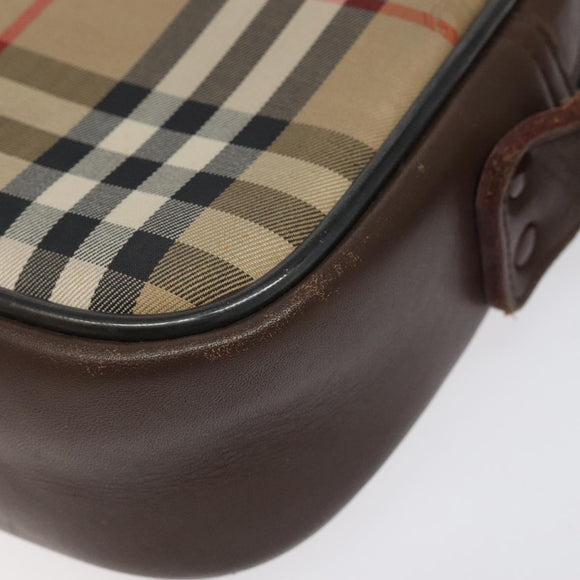 Burberrys Nova Check Shoulder Bag Canvas Beige Gold Auth sw723