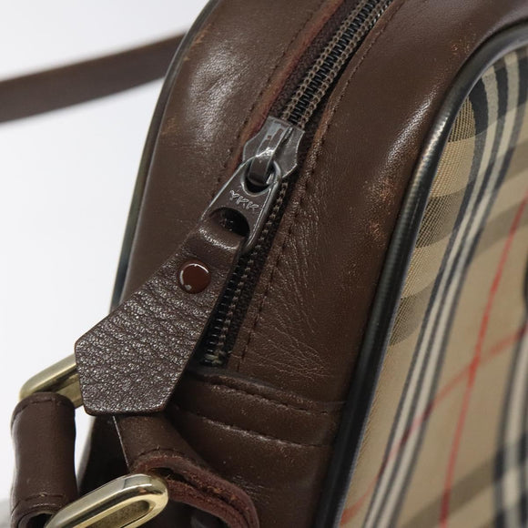 Burberrys Nova Check Shoulder Bag Canvas Beige Gold Auth sw723