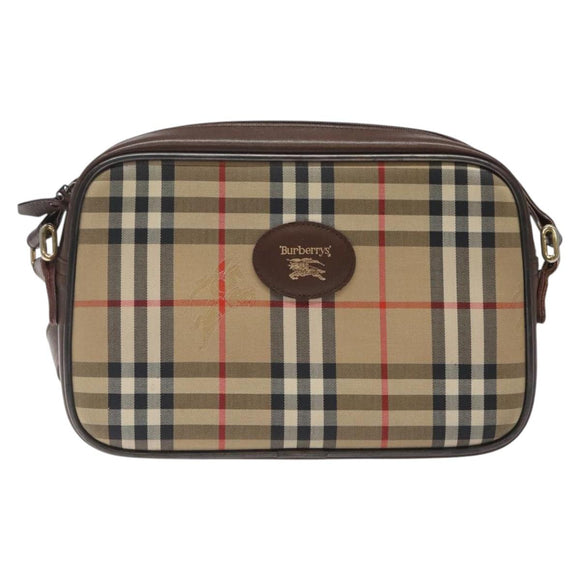 Burberrys Nova Check Shoulder Bag Canvas Beige Gold Auth sw723