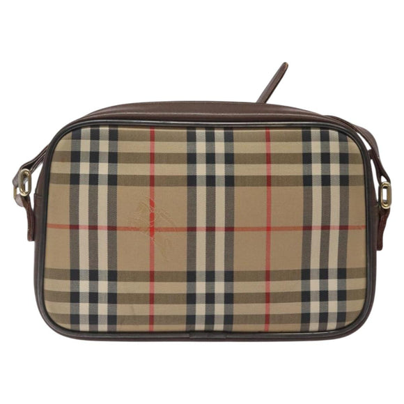 Burberrys Nova Check Shoulder Bag Canvas Beige Gold Auth sw723