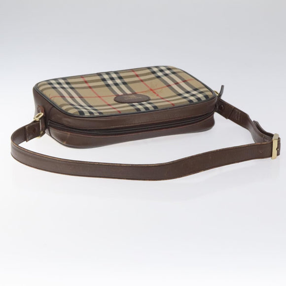 Burberrys Nova Check Shoulder Bag Canvas Beige Gold Auth sw723