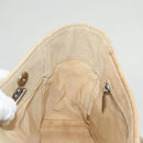 CHANEL Camelia Choco Bar Hand Bag Canvas Beige Silver CC Auth sw727-18