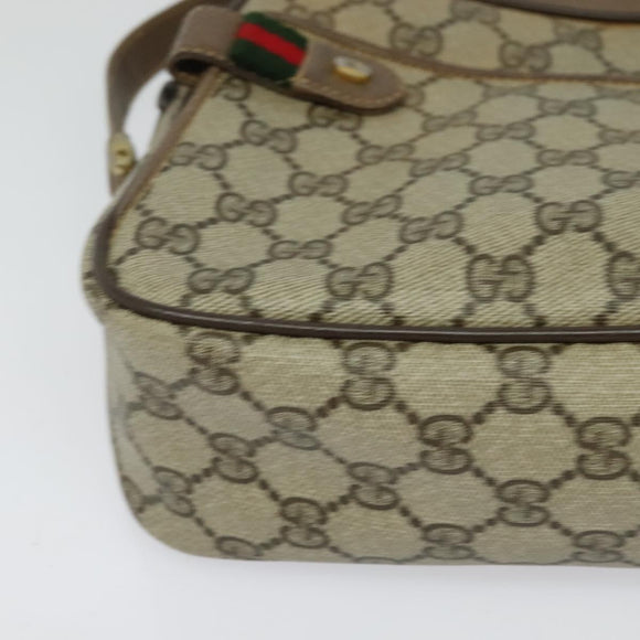 GUCCI GG Supreme Web Sherry Line Bag PVC Beige Gold 904 02 049 Auth sw732