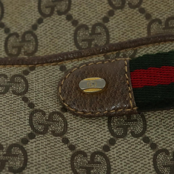 GUCCI GG Supreme Web Sherry Line Bag PVC Beige Gold 904 02 049 Auth sw732