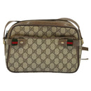 GUCCI GG Supreme Web Sherry Line Bag PVC Beige Gold 904 02 049 Auth sw732-13