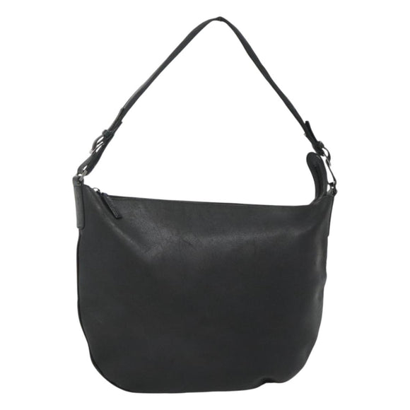 GUCCI Shoulder Bag Leather Black Silver 001 1206 Auth sw739