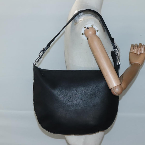 GUCCI Shoulder Bag Leather Black Silver 001 1206 Auth sw739