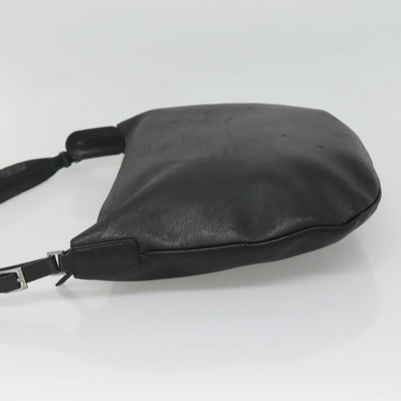 GUCCI Shoulder Bag Leather Black Silver 001 1206 Auth sw739