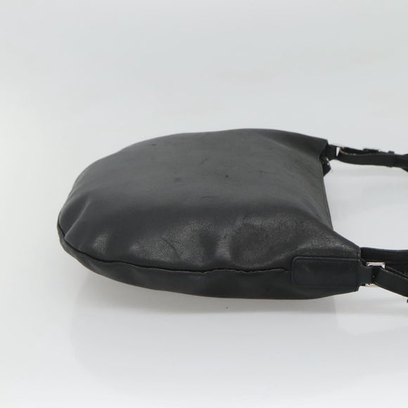 GUCCI Shoulder Bag Leather Black Silver 001 1206 Auth sw739