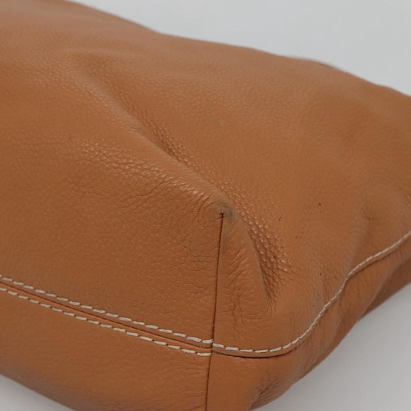 PRADA Hand Bag Leather 2way Beige Gold Auth sw742