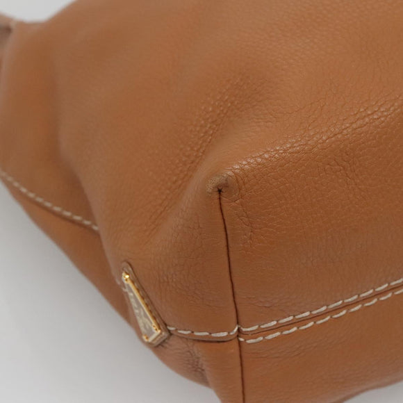 PRADA Hand Bag Leather 2way Beige Gold Auth sw742
