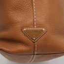 PRADA Hand Bag Leather 2way Beige Gold Auth sw742-17