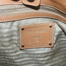 PRADA Hand Bag Leather 2way Beige Gold Auth sw742-10