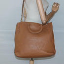 PRADA Hand Bag Leather 2way Beige Gold Auth sw742-23