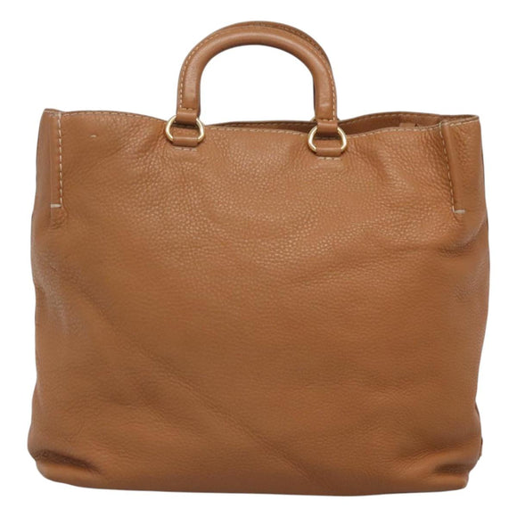 PRADA Hand Bag Leather 2way Beige Gold Auth sw742
