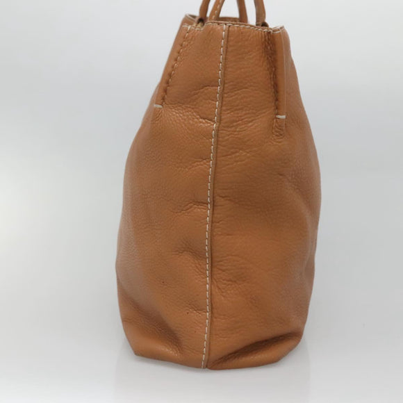 PRADA Hand Bag Leather 2way Beige Gold Auth sw742