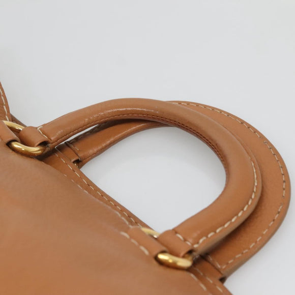 PRADA Hand Bag Leather 2way Beige Gold Auth sw742