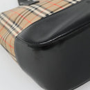 Burberrys Nova Check Hand Bag Canvas Beige Gold Auth sw745-11